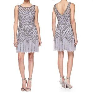 Aidan Mattox Gray Sequined Sleeveless Dress Size 4